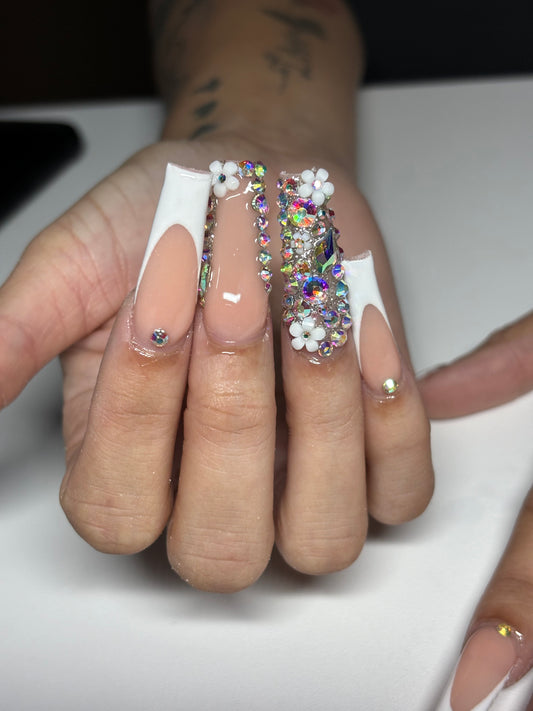 White French Tip with Bling