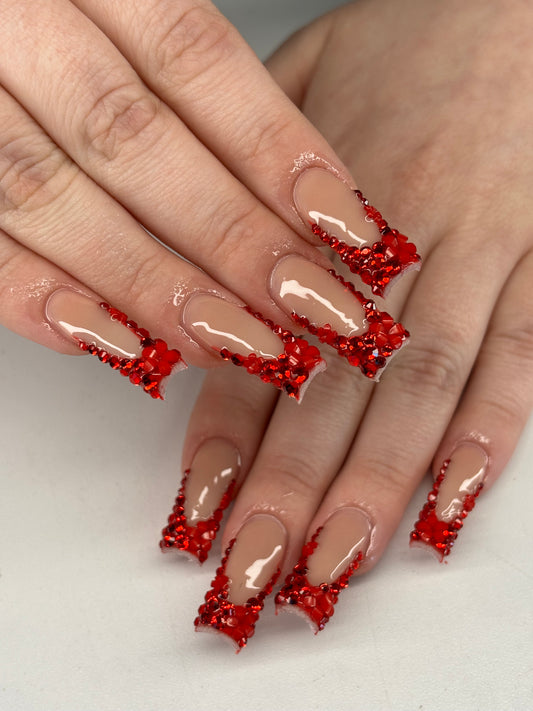 Bling Red French Tips