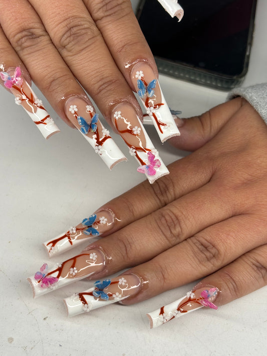 3D Butterfly French Tip